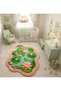 Sdt Water Lily Flowered Frog Patterned Pink Children's Room Woven Base Decorative Carpet Sdt856