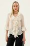 Buttoned Front Ruffled Blouse