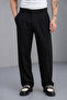 Men's Black Zra Model Pleated Wide-Leg Fabric Trousers Oversize Relaxed Fit - 3