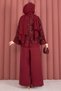 Sequined Embossed Triple Suit in Burgundy - 4