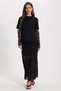 Women's Oversize Wide Cut Cotton Short Sleeve Crew Neck Lace Detailed Black T-Shirt Blouse - 3