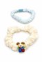 Set of 2 Hair Elastics Pink & Strawberry Detailed Ruffled Elastic Hair Clips for Girls & Women - 2