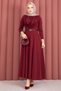 Degaje Collar Belted Sandy Dress Burgundy - 3