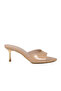 Beige Patent Leather Thin-Heeled Women's Slippers 336601 Z