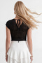 Black V-Neck Transparent Blouse with Tie Detail Alc-X15494 - 4