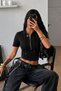 Hooded Crop T-Shirt Zipper Short Sleeve Women's Top Body - 2