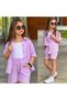 Girl's Lilac Muslin Shorts Set – Summer Comfortable & Stylish Combination 5001L - 4