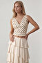 Ecru Strappy Drape Detailed Polka Dot Crop Blouse Alc-X15484 - 5