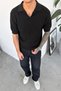 Black Knitwear Relaxed Polo Neck T-Shirt