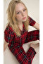 Red Plaid Patterned Bamboo Short Sleeve Buttoned Front Pajama Set