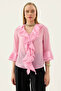 Buttoned Front Ruffled Blouse