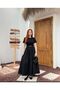 Women's Black Belted Poplin Dress
