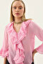 Buttoned Front Ruffled Blouse - 3