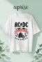 Ac Dc Hells Back in Black Printed Cotton Oversize T-Shirt