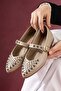 Vasto Mink Wrinkled Patent Leather Pointed Shape Ballerinas with Trok Studs and Gold Buckle - 4