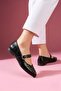 Vasto Black Wrinkled Patent Leather Pointed Toe Ballerinas with Trok Studs and Gold Buckle - 4