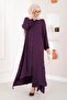 Buttoned Aerobin Hijab Double Set in Plum - 3