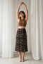 Women's Patterned Elastic Waist Midi Length Skirt - 3