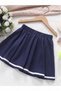 Navy Blue Girls' Crop T-Shirt and Skirt Set New York Printed Summer Combination (3-12) Ages - 5