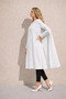 Women's Relax Fit Basic Sleeveless White Cashmere Coat Poncho - 5