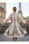Muslin Kimono 100% Cotton Eiffel Tower Patterned Jacquard Bathrobe Kaftan Dressing Gown Beige