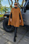 Women's Sleeveless Loose Buttoned Brown Cashmere Coat Poncho - 3
