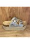 26Y105 Wooden Heel Slippers with Stone Details - 2