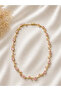 Pink Stone Detailed Gold Color Elegant Necklace – Sparkling and Romantic Design - 3