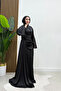 Spanish Style Satin Hijab Evening Dress with Side Train - 3