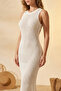Women's Basic Long Beach Style Knitwear Dress with Back Detail - 3