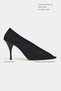 Po Black Suede Transparent Tape Detail Pointed Toe Women's Heeled Shoes - 2