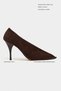 Po Brown Suede Transparent Tape Detail Pointed Toe Women's Heeled Shoes - 2
