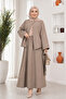 Women's Asymmetrical Gold Buttoned Hijab Skirt & Jacket Set Sb0027 - 3