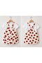 Girl's Strawberry Patterned Denim Salopet White T-Shirt Set - 2