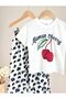 Cherry Printed T-Shirt and Muslin Trousers Two-Piece Set - 2