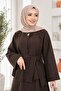 Women's Asymmetrical Gold Buttoned Hijab Skirt & Jacket Set Sb0027 - 2