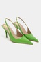 Mehru Green Patent Leather Belt Detail Pointed Toe Women's Heeled Shoes - 4