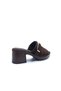 Rachel Milano Genuine Suede Leather Thick Heeled Platform Sole Brown Women's Slippers - 5