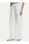 White Women's Linen Mix Loose Pants