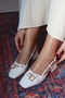 Bobby Buckle Open Back Cross Strap Short Block Heeled Women's Shoes
