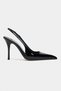 Gloria Black Patent Leather Belt Detail Pointed Toe Women's Heeled Shoes - 5
