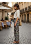 Women's Shawl Patterned Thin Viscose Trousers - 2