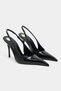 Gloria Black Patent Leather Belt Detail Pointed Toe Women's Heeled Shoes - 4