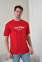 Men's Motivational Themed Predict the Future Gothic Lettering Round Neck Red T-Shirt - 2