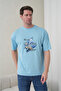 Men's Sun Mountain Nature Printed Round Neck Blue T-Shirt - 4
