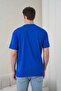 Men's Tropical Themed Palm Tree Printed Round Neck Cobalt Blue T-Shirt - 5