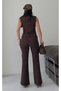 Women's Designer Vest and Slit-Cut Pants Set in Brown - 7