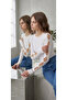 Women's White Special Cut Ribbed Slit Sleeve Design Blouse - 7