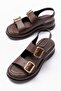 Kaji Brown Skin Double Buckle Sandals - 3