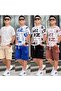 Boy's Text Detailed 100% Cotton Double Shorts Set - Holiday Edition - 3